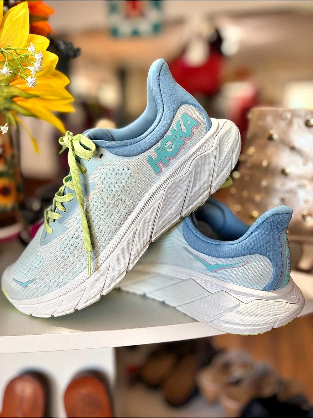 HOKA Women's Athletic Shoes Blue & White Like New